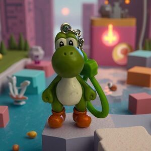 Vintage Nintendo Super Mario Yoshi Green Dragon Key Ring Back Pack Clip B14